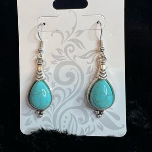 Elegant Silver and Turquoise Teardrop Earrings